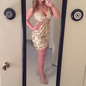 Size 12 cream and gold sequin formal dress